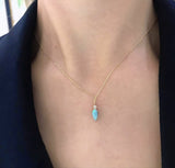 Opal & Diamond Arrow Necklace 18k gold handmade fine jewelry 2