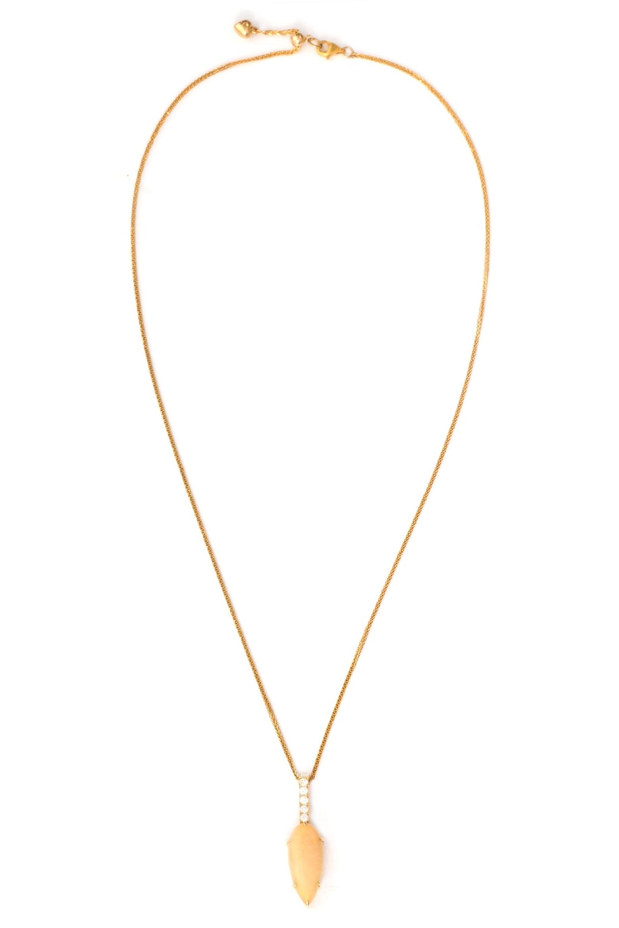 Opal & Diamond Arrow Supreme Necklace 18k gold handmade fine jewelry 4