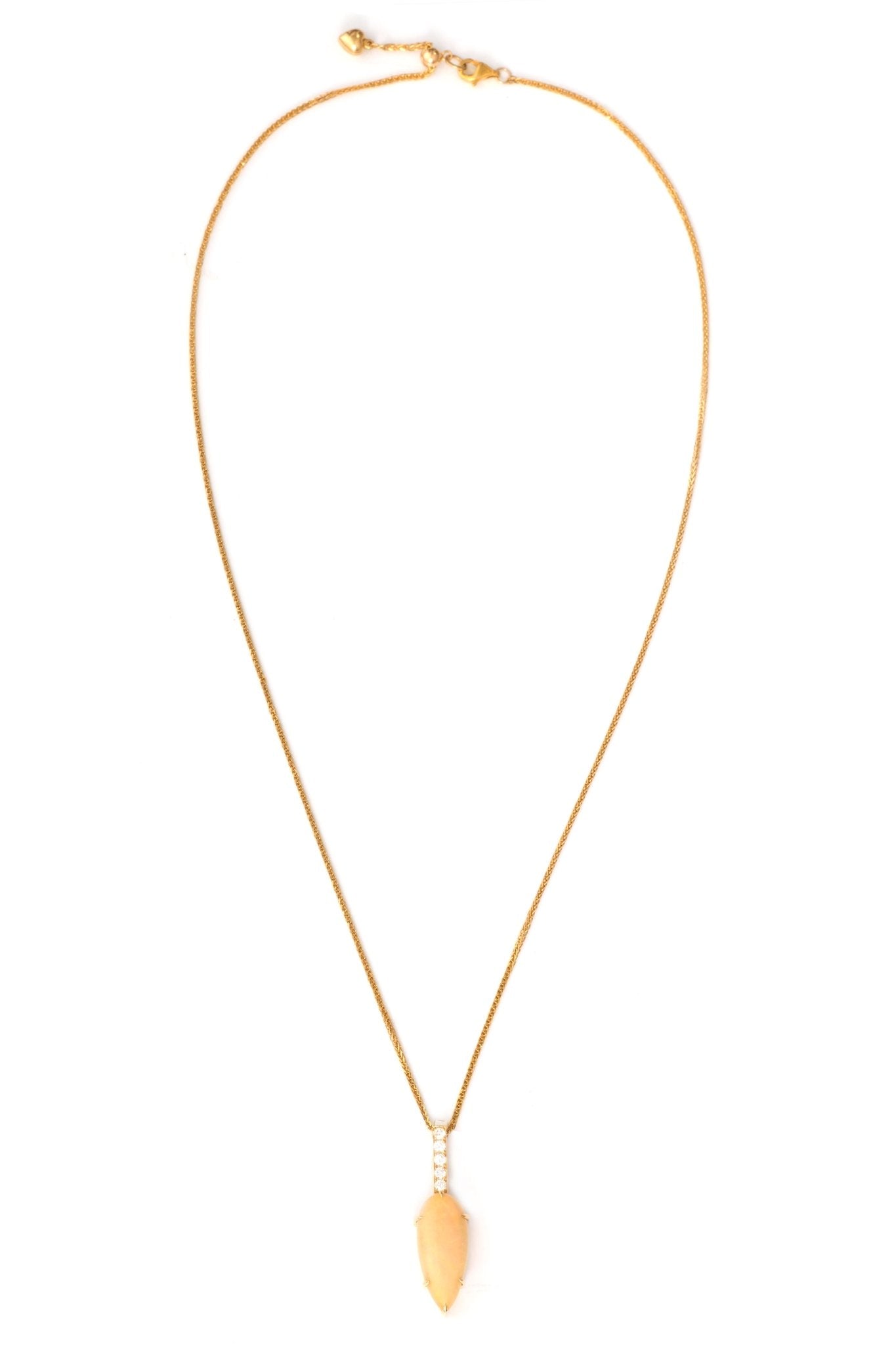 Opal & Diamond Arrow Supreme Necklace 18k gold handmade fine jewelry 4