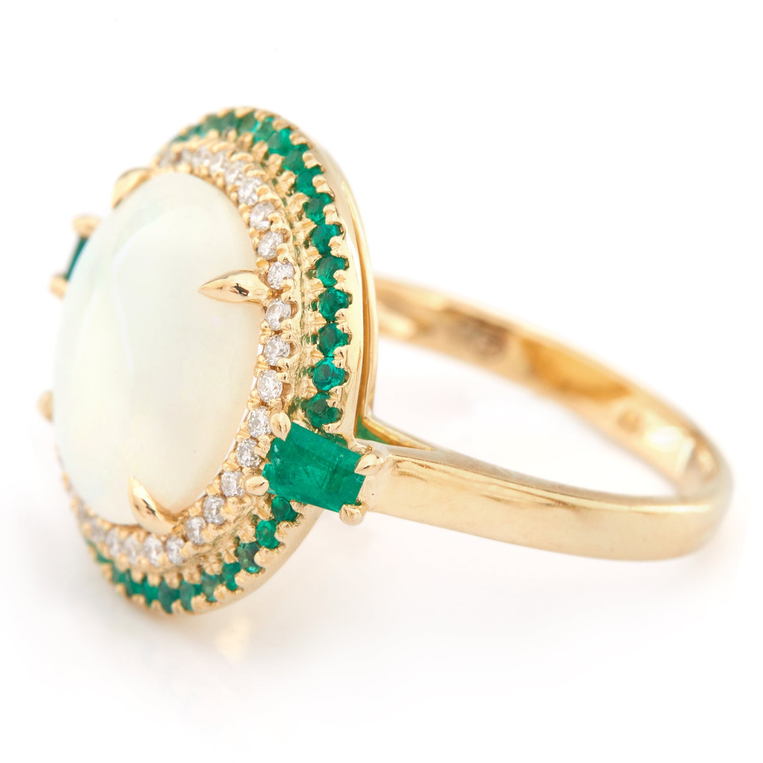 Opal Diamond & Emerald Magic Orb Ring