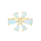 Opal & Diamond Flora Ring 18k gold Stackable ring