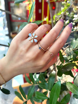 Opal & Diamond Flora Ring 18k gold Stackable ring on model