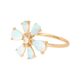 Opal & Diamond Flora Ring 18k gold Stackable ring side view