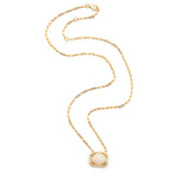 Opal & Diamond Portrait Necklace 18k gold handmade fine jewelry 3