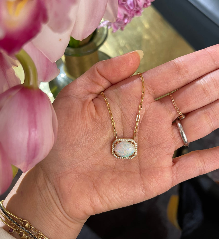 Opal & Diamond Portrait Necklace