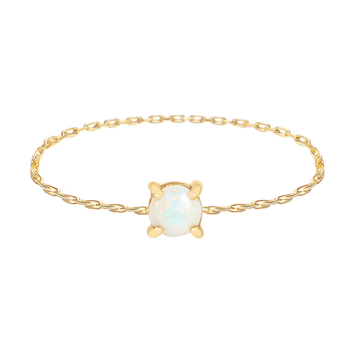 Opal Dot Chain Ring 14k gold Stackable ring