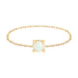 Opal Dot Chain Ring 14k gold Stackable ring
