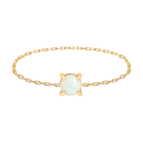Opal Dot Chain Ring 14k gold Stackable ring