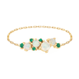 Opal & Emerald Cluster Chain Ring 14k gold Stackable ring