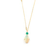 Opal, Emerald & Diamond Necklace 18k gold handmade fine jewelry