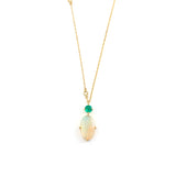Opal, Emerald & Diamond Necklace 18k gold handmade fine jewelry