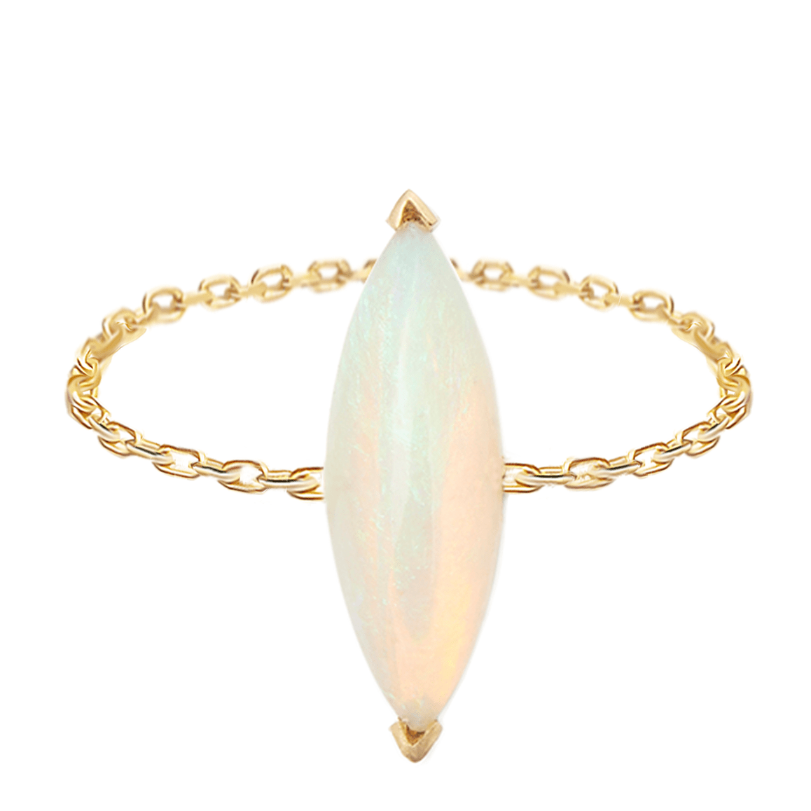 Opal Marquise Supreme Chain Ring 18K Gold Stackable Ring