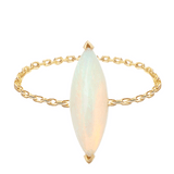 Opal Marquise Supreme Chain Ring 18K Gold Stackable Ring