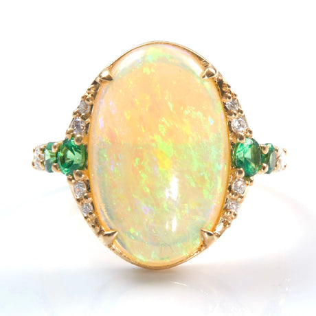Opal & Tsavorite Gaia Ring 18k gold engagement ring 