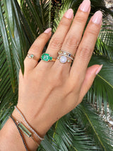 Opal and Diamond Eos Chain Ring 18k gold Stackable ring on model