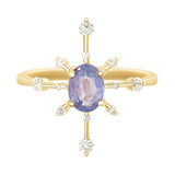 No Heat Opalescent Lilac Sapphire Starburst Ring