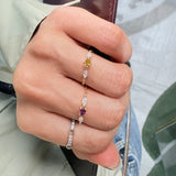 Orange Diamond Dream Weaver Chain Ring 18K Gold Stackable Ring on model 2