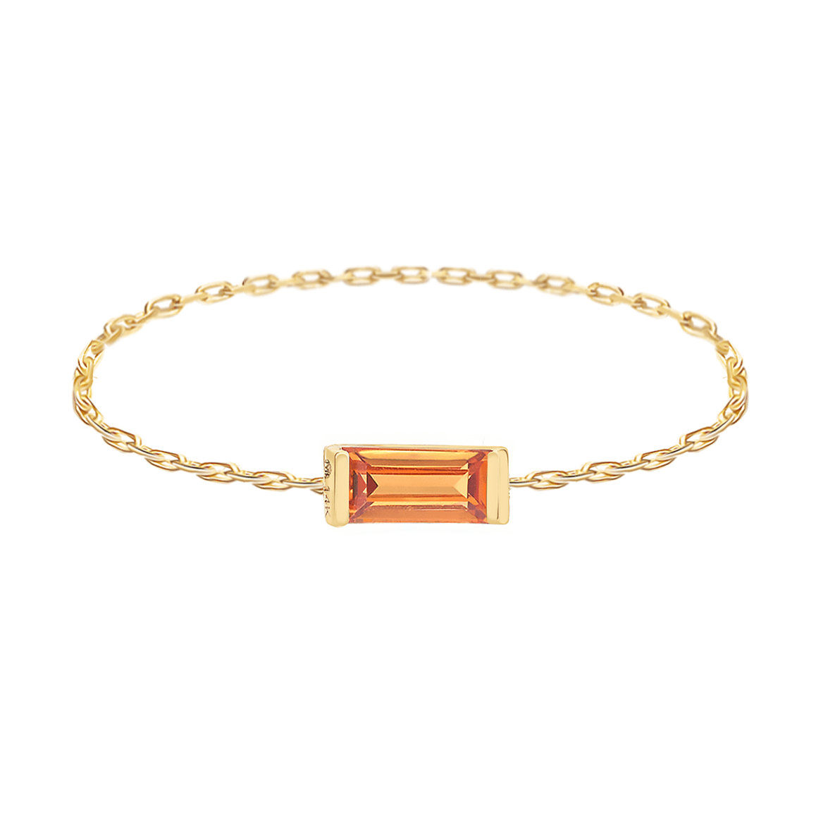 Orange Sapphire Baguette Chain Ring 14k gold Stackable ring