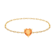 Orange Sapphire Heart Chain Ring 14k gold Stackable ring