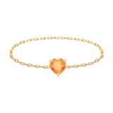 Orange Sapphire Heart Chain Ring 14k gold Stackable ring