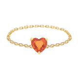 Orange Sapphire Heart Supreme Chain Ring 18k gold Stackable ring