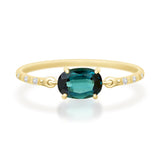 Oval Indicolite Petite Circle Diamond Ring