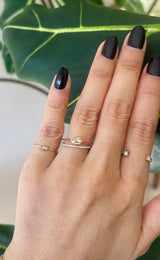 Oval Rose Cut Diamond & Ruby Disco Ring 18k gold engagement ring on model