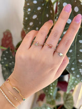 Padparadscha_Petite_Circle_Diamond_Ring_Orange__18K_stackable_design on model