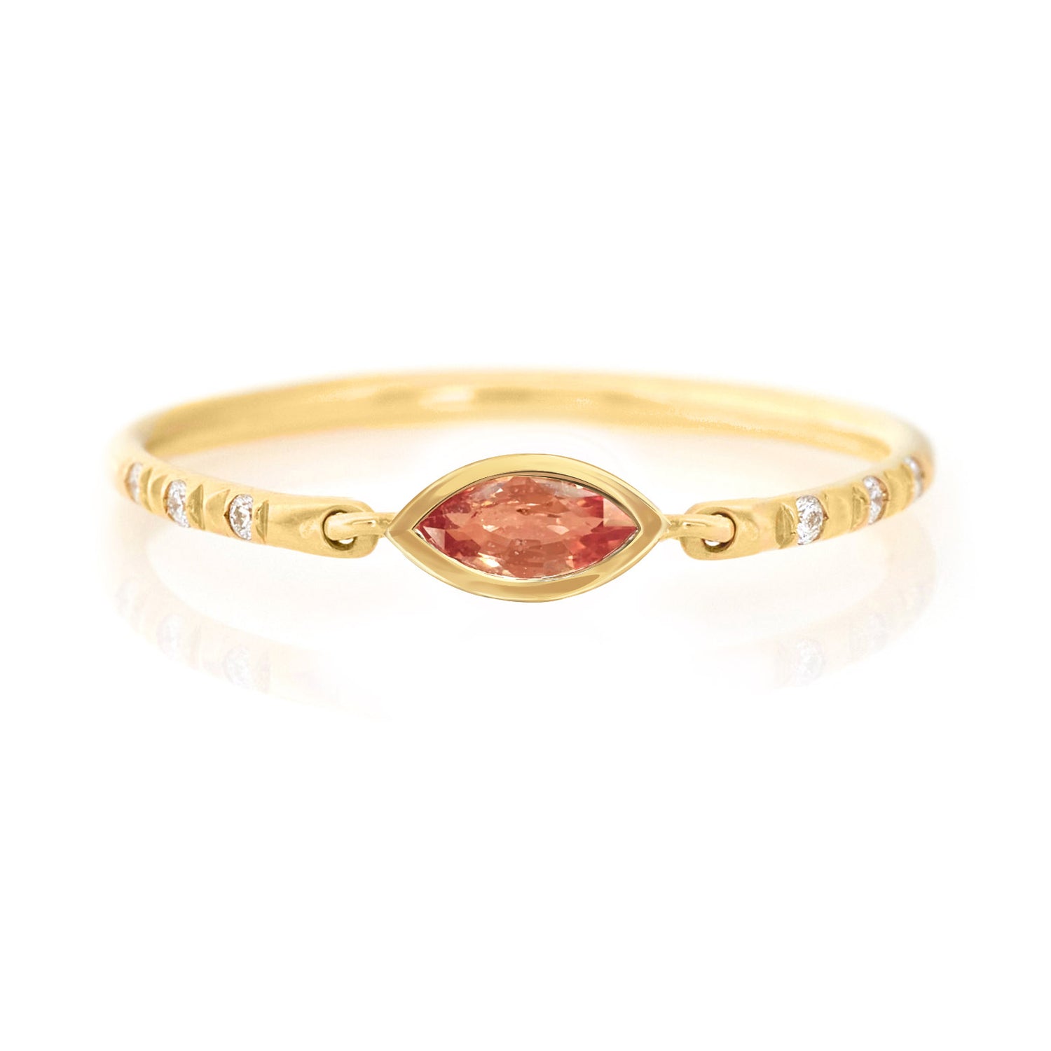 Padparadscha Petite Circle Diamond Ring (  Orange )_18K_stackable_design