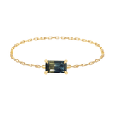 Parti Sapphire Baguette Chain Ring 14k gold Stackable ring..