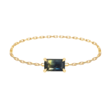 Parti Sapphire Baguette Chain Ring 14k gold Stackable ring.