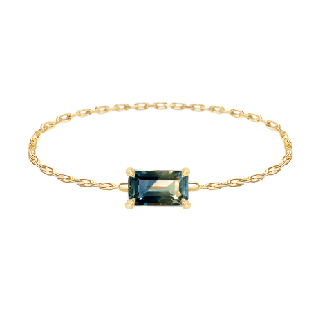  Parti Sapphire Baguette Chain Ring 14k gold Stackable ring