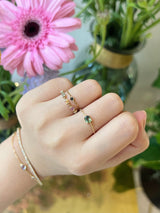 Parti Sapphire Chain Ring 14k gold Stackable ring on model