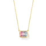 Pastel Watermelon Tourmaline Necklace 18k gold Handmade fine jewelry 1