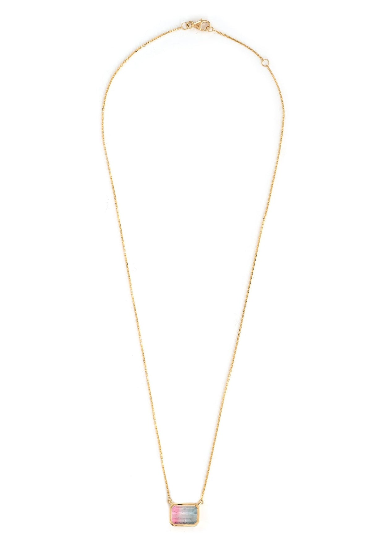 Pastel Watermelon Tourmaline Necklace 18k gold Handmade fine jewelry 2