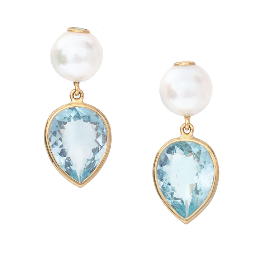 Pearl and Aquamarine Neptune Earrings