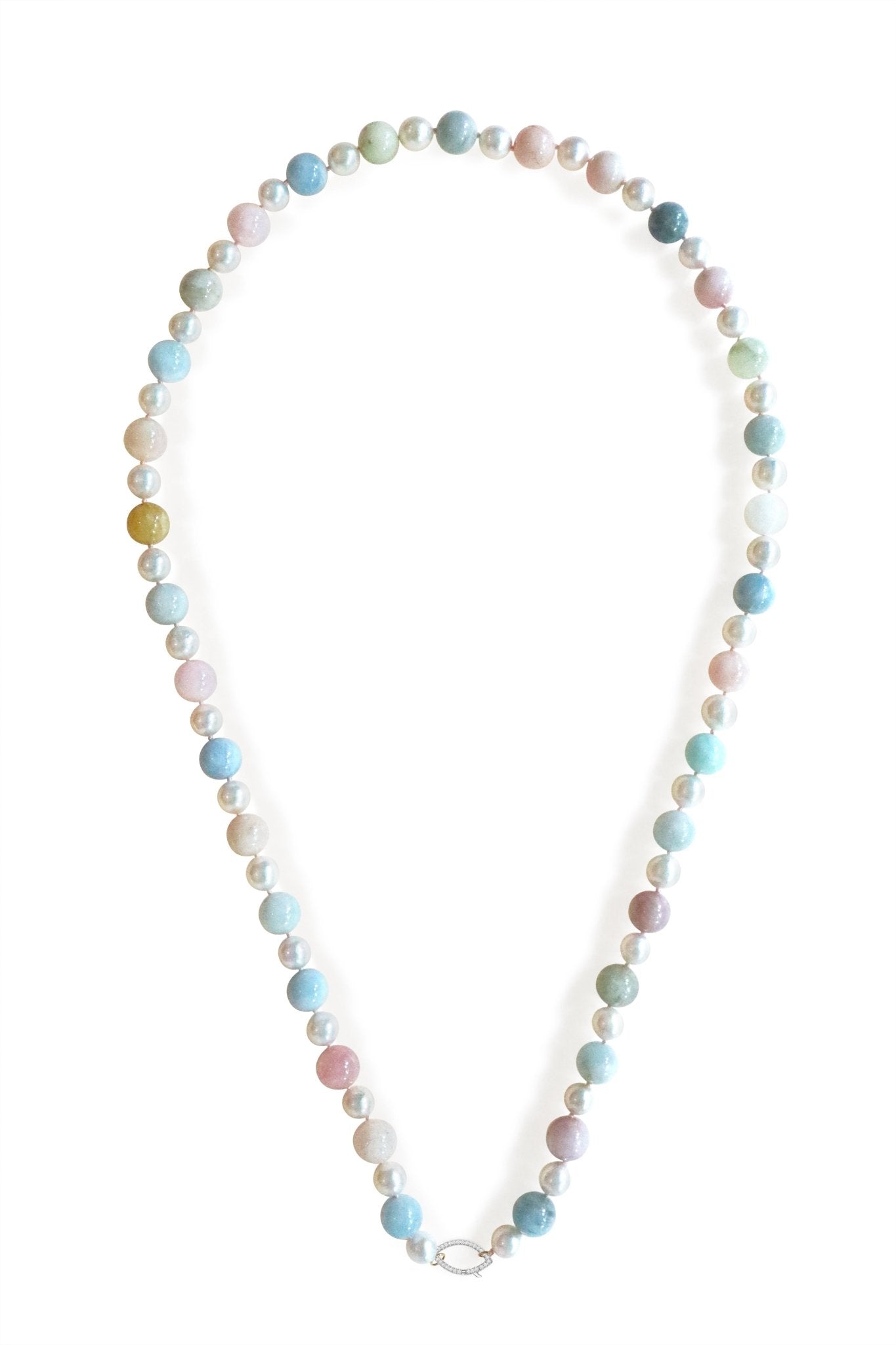 Pearl & Beryl Candy Necklace 18K gold handmade fine jewelry