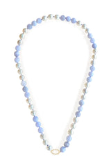 Pearl & Chalcedony Fisheye Closure Necklace 18K gold handmade fine jewelry 1