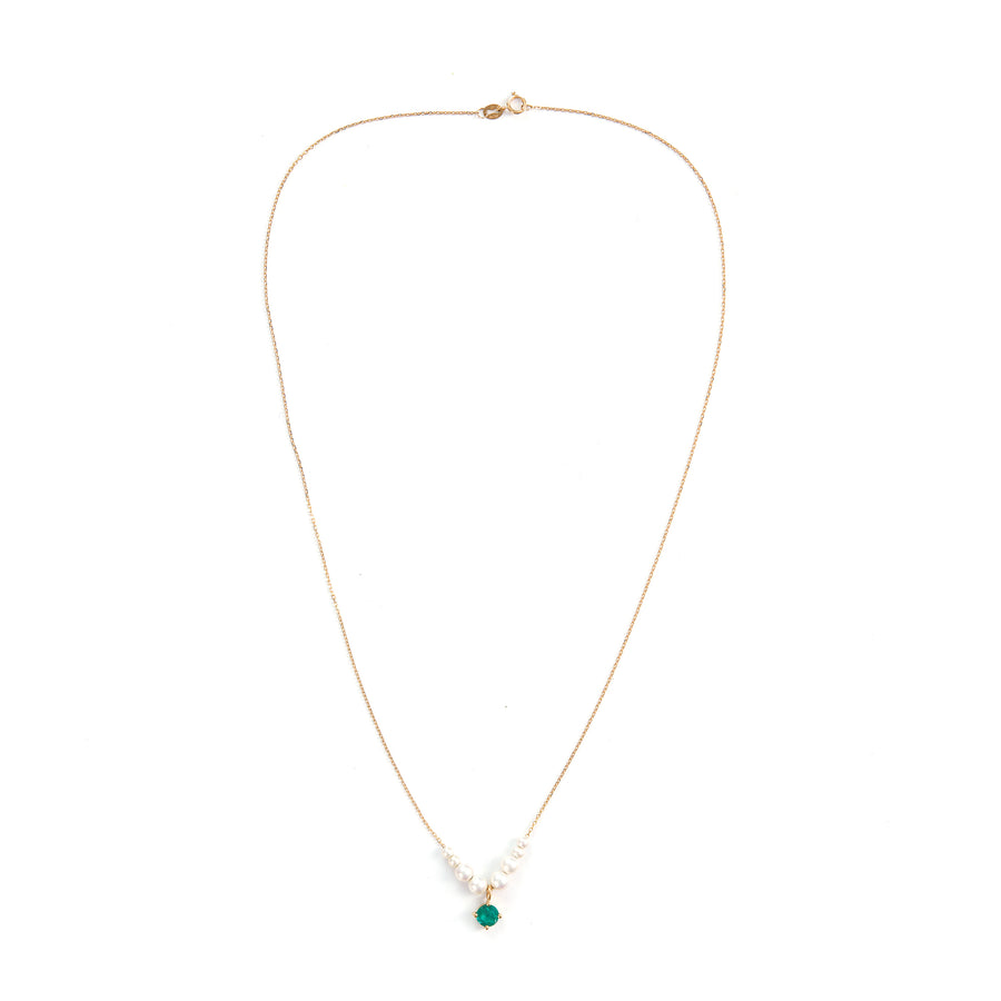 Akoya Pearl & Emerald Gaia necklace