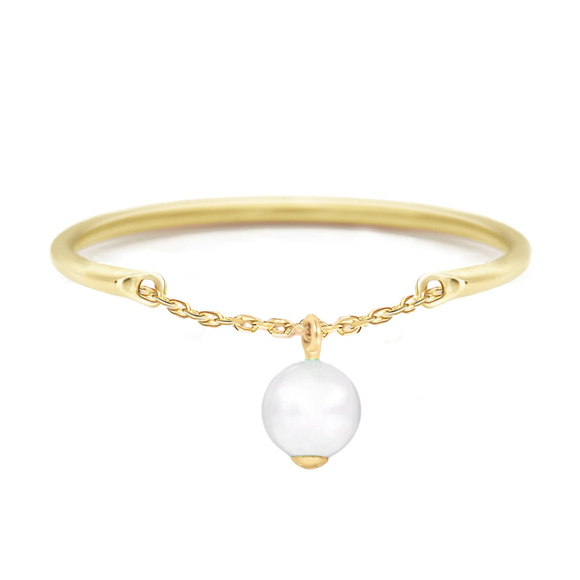 Pearl Half Chain Ring 14k gold Stackable ring