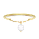 Pearl Half Chain Ring 14k gold Stackable ring