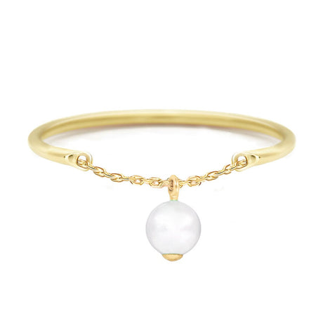 Pearl Half Chain Ring 14k gold Stackable ring