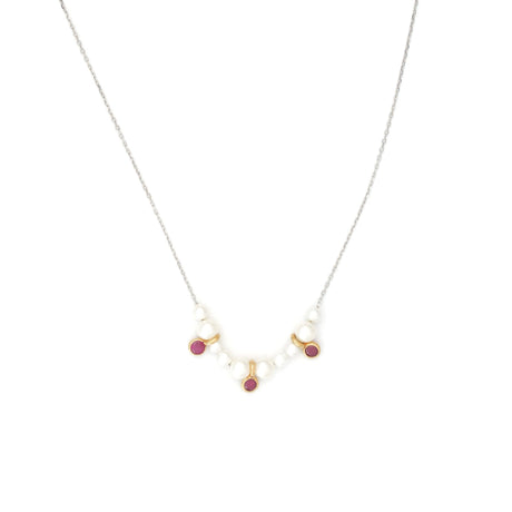 Pearl & Ruby Anastasia Necklace 18k gold handmade fine jewelry