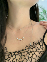 Pearl & Ruby Anastasia Necklace 18k gold handmade fine jewelry on model 3