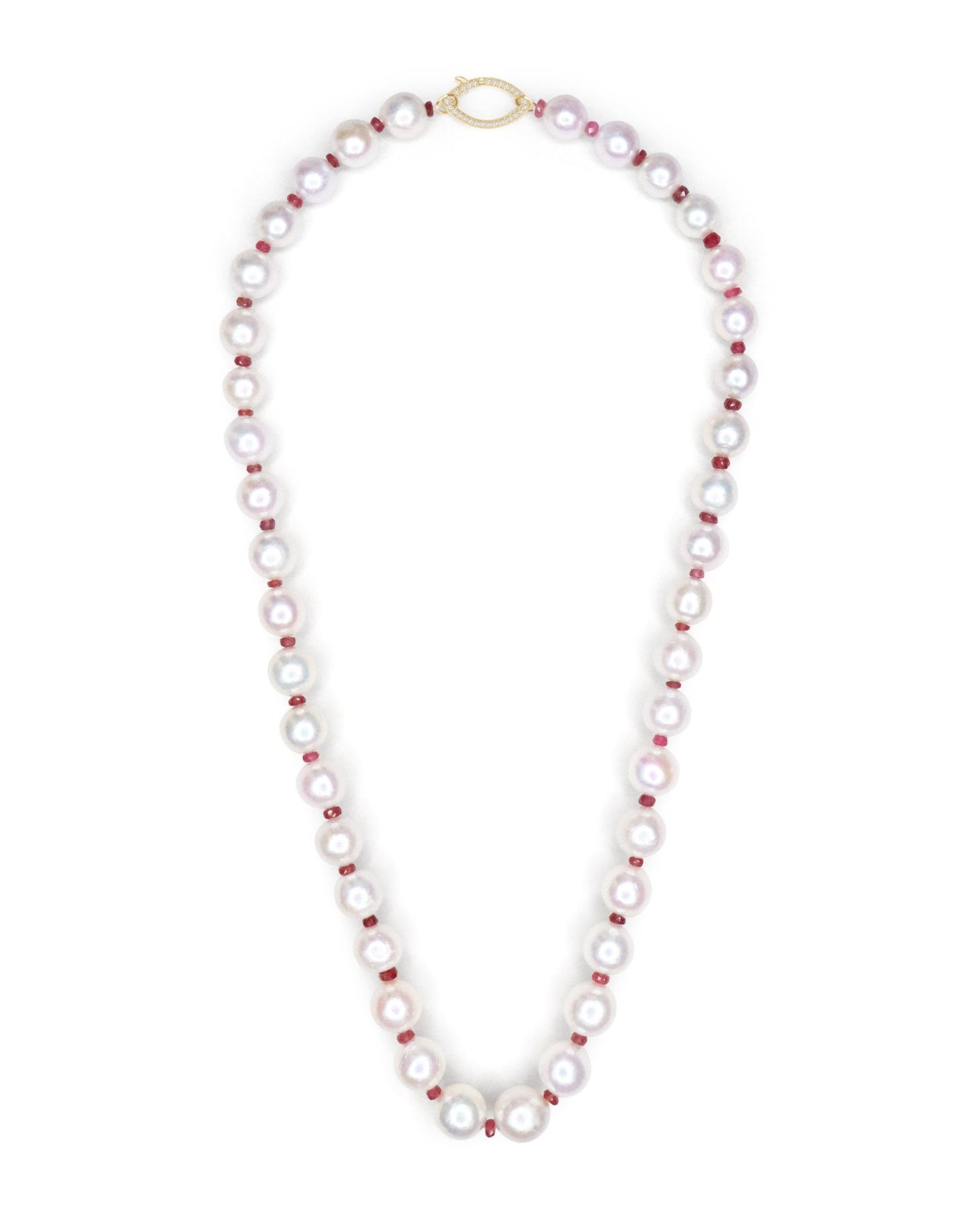 Pearl & Ruby Persephone Necklace handmade fine jewelry