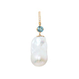 Pearl & Teal Sapphire Pendant 18k gold handmade fine jewelry 3