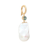 Pearl & Teal Sapphire Pendant 18k gold handmade fine jewelry 4