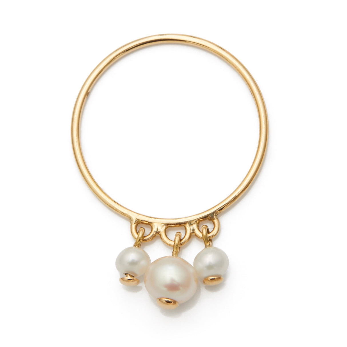 Pearl Triplet Ring 14k gold stackable ring