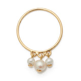 Pearl Triplet Ring 14k gold stackable ring