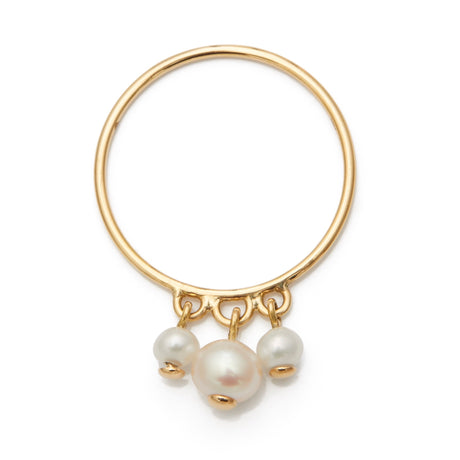 Pearl Triplet Ring 14k gold stackable ring